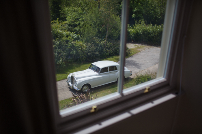 wedding car at cornwall wedding
