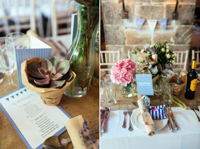 table decor at polhawn fort wedding